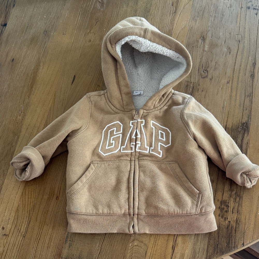 GAP Kids Camel/Tan Sherpa-Lined Zip Hoodie